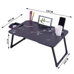 Foldable Wooden Mini Laptop Table for Bed, Study Table with Drawer, Tablet/Mobile Holder for Kids & Adults (HJ Flower) - Image 3