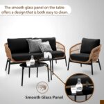 BRISHI Outdoor 4 Seater Sofa Set | Balcony Sofa | Patio Furniture Sets | Conversation Sets | Braid & Rope Garden Sofa Set (Tan-Black) - Image 5