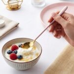 Soup Spoons Creative Kitchenware Round Head Soup-Spoons, Modern Thick Short Handle Stainless Steel Korean Spoon, Dinner Metal Spoons for Dessert Dishwasher Safe (Pack of 2, Gold-Pink) - Image 3