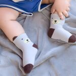 SYGA 5 Pairs Baby Girl Boys Non Slip Trainer Socks Toddlers Infant Socks Warm and Cotton Stretch Baby Socks- Grey Puppy, 6 Month to 2 Years - Image 2