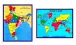 Khilonewale Kid's Wooden World Map & India Map Puzzles Set with Knobs | Educational Learning Toys for Boys and Girls | Educational Toy with Plastic KnobsPack of 2 (India Map + World Map)