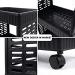 Plastic Storage Trolley Rack with Wheels, 5-Layer Rolling Utility Cart, Space-Saving Home Organizer Rack, Kitchen, Bathroom, Office Storage| Black (1 Pcs, 5-Layer) - Image 7