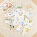 SNOWIE SOFT® 5Pcs Set Dinosaur New Born Baby Clothes 0-3 Months with Cotton Long Sleeve Top and Pants, Gloves, Socks, Bear Ear Hat, Infant Clothes 0-3 Months New Born Baby Gifts Shower Gift - Image 5
