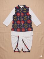 A.T.U.N. (ALL THINGS UBER NICE) Baby Boys 100% Cotton Ethnic Kurta Pyjama Set with Printed Nehru Jacket | Traditional Indian Festive Clothing Set for Infants | Elegant Wedding Celebration Outfit - Image 3