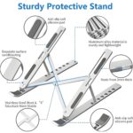 STAR WORK Foldable Adjustable Laptop Stand for Desk, Aluminum Ergonomic Riser with 7 Height Levels, Portable & Lightweight, Anti-Slip Silicone Pads, Fits 10–17.3” Laptops, Tablets & Phones. - Image 5