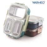WARMEO BENTO Microwave-Safe Stainless Steel Lunchbox with 3 compartments,bpa Free,Perfect for Office, School, Travelling, 750ml-Grey - Image 7