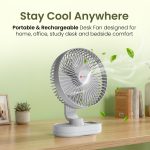 Portronics Airloop Portable & Rechargeable Desk Fan with Automatic 92° Oscillation, 6.1 Inch Blade, BLDC Motor, 90° Tilt, 3 Speeds, 4000mAh Battery, Type-C Charging, Low Noise, for Home & Office Use - Image 2