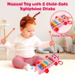 Mommers Xylophone Musical Educational Toy for Kid (1-3Year Old) I Toddlers Babies Kids Girls, Boys I 2-in-1 Piano Combined I Safe for Kids Drum Sticks for Fast and Fun Learning for Kid (Pink) - Image 3