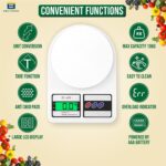 Btag SF-400 Digital Kitchen Weighing Scale | 10Kg x 1g Precision | 1 year (6+6 months) warranty | Food Scale with LCD Display for Cooking, Baking, Meal Prep & Healthy Diet | (White) - Image 3