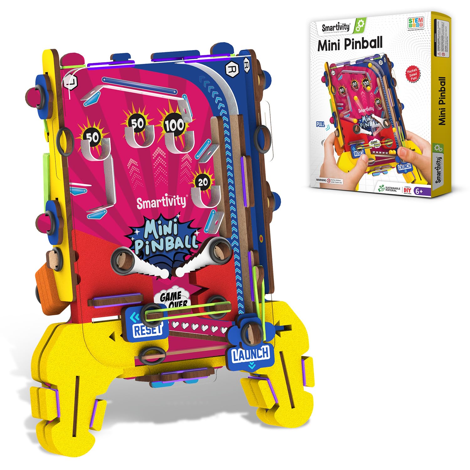71YJMya2nLL._SL1500_.jpg Smartivity Mini Pinball Machine DIY STEM Toy for Kids 6-12 Years | Build Your Own Hand-Held Pinball | Screen-Free DIY Toy | Birthday Gift for Boys & Girls Ages 6-12 Years - Image 1