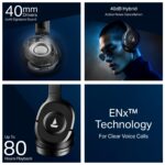 boAt Rockerz Plus 550 ANC, (~40dB) Hybrid ANC, 80Hrs Playback, 40ms Low Latency Beast Mode, 40mm Drivers, BT v5.4, Bluetooth Headphones, Wireless Headphone with Mic (Cosmic Black) - Image 2