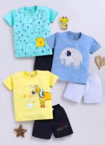 Toonyport Boys Summer 3 Packs Of T-shirts and Shorts Combo Set (Multicolors) - Image 3