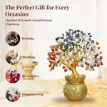 JD FRESH Feng Shui 7 Chakra Crystal Tree with Golden Money Bag Base/Natural Gemstone Decorative Showpiece Bonsai Tree for Home & Office Décor, Good Luck Diwali Gift, Wealth & Prosperity - Image 4