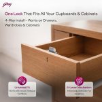 Godrej Door Fittings | 75mm Universal Drawer & Cupboard Lock | 6 Lever Locking System | Nickel Plated Steel | 4-Way Mounting | 2 Keys | 1 Year Warranty | For Drawers of all Furniture Items & Cupboards - Image 2