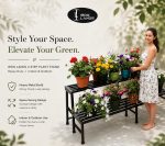 IRON LANDS OAK 2 Step 40 inch Spectacular 3.3 Feet Heavy Duty Metal Rust-Free Perfect Plant Stands Display Rack Indoor & Outdoor for Your Home Balcony Hotel and Garden Decor (Black) - Image 9