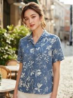 Premium Floral Prints Shirt for Women with Short Sleeves, Ultra-Soft Cotton Blend, Regular Fit Womens Stylish Shirt Casual, Formal, Party, Beach, Summer Wear - Image 7
