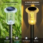 DenicMic Solar Garden Lights Outdoor Waterproof Warm White LED 15 Pack | Yard Garden Driveway Walkway Landscape Path Lights, Starburst Pattern, Acrylic Diamond-like Lampshade Stainless Steel Pole - Image 3