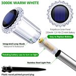 DenicMic Solar Garden Lights Outdoor Waterproof Warm White LED 15 Pack | Yard Garden Driveway Walkway Landscape Path Lights, Starburst Pattern, Acrylic Diamond-like Lampshade Stainless Steel Pole - Image 2