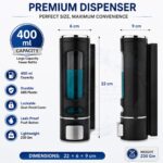 BATH GURU Wall Mounted Soap Dispenser for Bathroom, Kitchen & Office, 400 ml Each, White & Black, Pack of 2, ABS Plastic Liquid Soap, Shampoo, Sanitizer & Lotion Dispenser with Mounting Hardware - Image 6