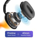 pTron Studio Pixel, 70hrs Playtime, Dual Device Pairing, Wireless Over Ear Headphones w/HD Mic, TruTalk AI-ENC Calls, 40mm Drivers, Pristine Sound, RGB Display, BT5.3 & Type-C Charging (Jet Black) - Image 5
