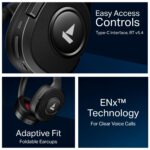 boAt Rockerz Plus 550 ANC, (~40dB) Hybrid ANC, 80Hrs Playback, 40ms Low Latency Beast Mode, 40mm Drivers, BT v5.4, Bluetooth Headphones, Wireless Headphone with Mic (Cosmic Black) - Image 8