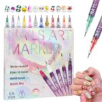 12 Color Nail Art Pen Set with 0.5mm Fine Tip – Waterproof Quick Dry DIY Nail Polish Pens for Nail Painting & Manicure Art