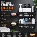 OBIXO Bathroom Organiser Without Drill Self Adhesive Bathroom Shelf/Bathroom Stand for Wall/Bathroom Accessories Set Shampoo Holder, Shop Stand (2-Shelf -2shop Black) - Image 7