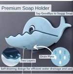 Fish Shape Soap Holder with Self-Drain Design | Soap Dish for Bathroom Sink, Kitchen & Shower | Non-Slip, Easy Clean Plastic Tray (Pack of 3) - Image 3