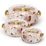 Selvel Elegance Royal Inner Steel Casserole Set of 3 (1700ml, 1200ml, 600ml)|BPA Free|Advanced P.U. Insulation|Keeps Food hot & Fresh Chapati, Roti, Biryani (Royal Ceramica White)