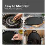 Lifelong Cast Iron 2-in-1 Dosa Tawa & Grill with Wooden Spatula (30cm) | Double-Sided Tawa/Pan for Roti, Dosa, Chapati, Fish & Steak | Naturally Nonstick, Gas & Induction Cookware | Reversible Cooking - Image 6