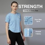 CHKOKKO Womens Stylish Activewear Quick Dry Lightweight Breathable Printed Round Neck Half Sleeve Regular Fit Gym T Shirt for Sports Yoga and Training - Image 3