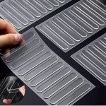 Transparent Silicone Anti Slip Bumper Pads, 63 x 10 x 2 mm Adhesive Cushion Strips for Cabinet Doors, Drawers, Sliding and Bathroom Doors, Keyboard, Laptop, Noise Reduction, Anti Noise Slip (10)