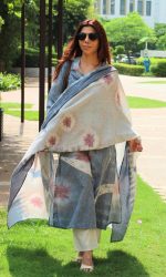 ANNI Designer Women Cotton Blend Straight Fit Printed Kurta Pant Dupatta Set | V Neck Three Quarter Sleeve Ensemble | Soft Breathable Fabric | Comfortable Elegant Styling for Office Casual Wear - Image 5