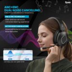 Dyazo Wired Headset with Microphone | Active & Environmental Noise Cancellation | 3-in-1 USB, Type-C & 3.5mm Connectivity | in-Line Controls | On-Ear Headphones for PC, Mobile Phone & Laptop (Black) - Image 2