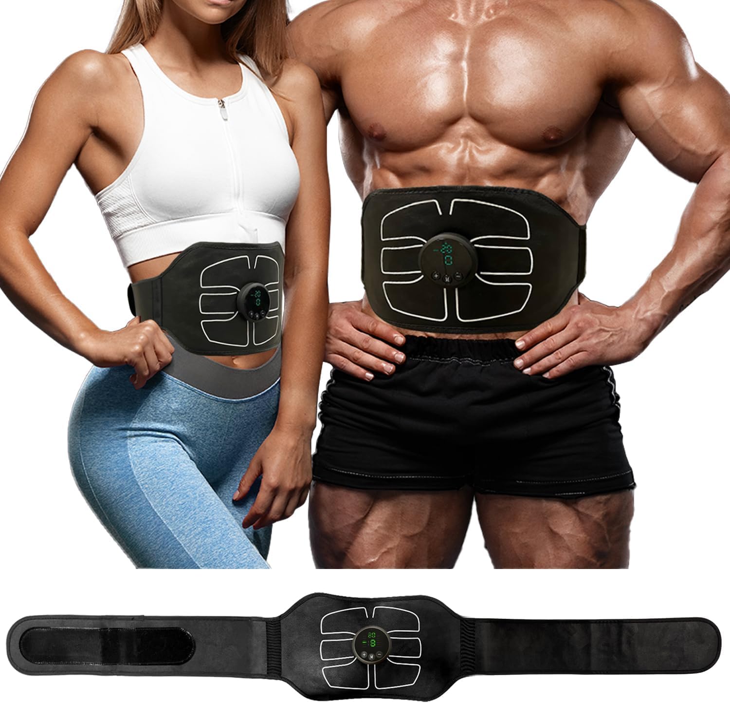 71bg5wn-0L._SL1500_.jpg ABS Stimulator, Abdominal Toning Workout Belt Portable, Ab Stimulator Home Office Fitness Workout Equipment, USB Rechargeable Gear for Men and Women Black - Image 1