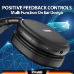 Blaupunkt BH31 AudioX Bluetooth Wireless Over Ear Headphones I 40MM Drivers I HD Sound I Soft PU Headband I Media & Volume Control with Built in Mic I TurboVolt Fast Charging I AUX Port (Black) - Image 6