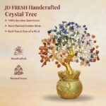 JD FRESH Feng Shui 7 Chakra Crystal Tree with Golden Money Bag Base/Natural Gemstone Decorative Showpiece Bonsai Tree for Home & Office Décor, Good Luck Diwali Gift, Wealth & Prosperity - Image 6