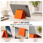 Silicone Phone Stand with Aluminum, Flexible Foldable Phone Holder, Bendable Adjustable Anti-Slip Desktop Stand for Phone Tablet Laptop, Portable Rollable Multi-Angle Stand (Orange) - Image 7