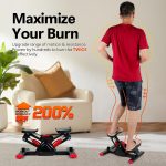 Mini Stair Stepper for Exercise with Resistance Bands | Hydraulic Steppers for Home Workout | Cardio Fitness Equipment for Weight Loss, Legs, Arms & Core Training | with LCD Monitor (Red) - Image 3