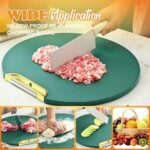 360°Rotatable Circle Stand-able Double-Sided Chopping Board Antibacterial Chopping Block with Easy-Grip Handle Thickened Kitchenware Durable Round Cutting Serving Chopping Board Block - Image 3
