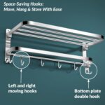 Plantex 304 Grade Stainless Steel Towel Hanger for Bathroom/Dual Folding Towel Rack/Towel Holder/Bathroom Accessories (24-Inch) Chrome - Image 7