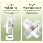Portronics Airloop Portable & Rechargeable Desk Fan with Automatic 92° Oscillation, 6.1 Inch Blade, BLDC Motor, 90° Tilt, 3 Speeds, 4000mAh Battery, Type-C Charging, Low Noise, for Home & Office Use - Image 3