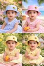 Nephar Baby Girl Floral Bucket Hat | Cute Decorative Sun Hat for Toddlers | Soft Lightweight Summer Cap | Outdoor Travel & Beach Hat for Kids - Image 6