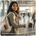 eo Travel Organizer Pouch | Toiletry Pouch for Men & Women | Mini Cable Organiser Bag for Travel, Tech, Charger & Laptop Cable Pouches with Carabiner, Super Smooth Zipper (Brown) - Image 6