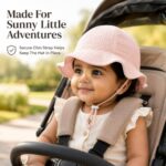 Satmarhz Sun Hat for Baby, Cotton, 6-12 Months, Boys Girls 0-2 Years Pink | Bucket Hat, Chin Strap Button, Breathable, Short Brim, Travel Outdoor Wear - Image 3