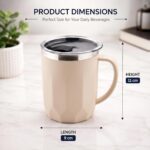 MAGIC SPOON Stainless Steel Travel Coffee Mug with Sipper Lid & Handle, Insulated Tea Cup, BPA-Free Double Wall Tumbler for Hot-Cold Beverages, Office, Home, Car- PISTA-BEIGE, (Combo Pack (400ml X 2)) - Image 7