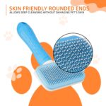 Amazon Basics Self Cleaning Slicker Pet Grooming Brush | Dogs and Cats | Rectangular Shape | Blue - Image 4