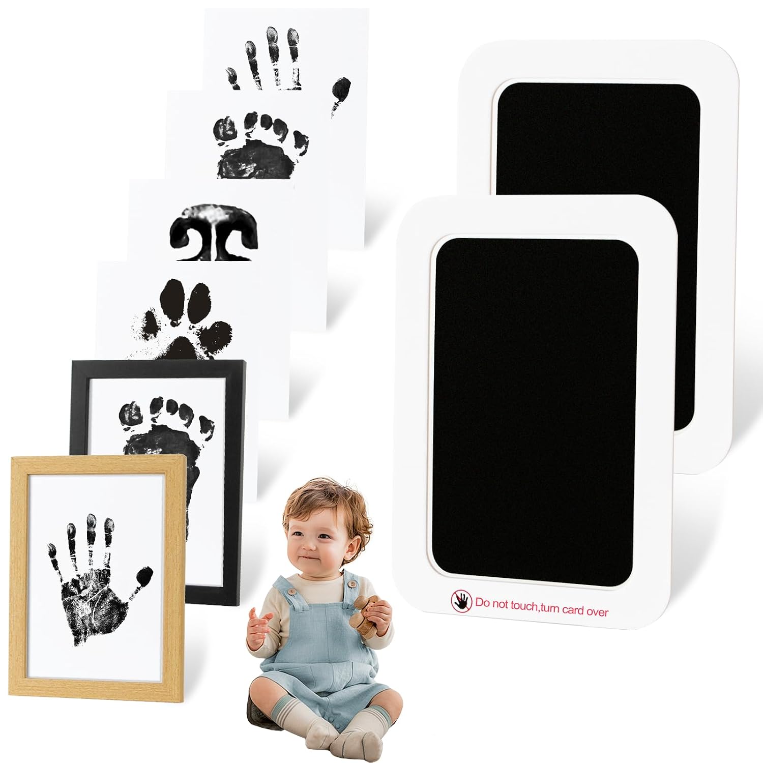 71dJ0xdeDvL._SL1500_.jpg echosari 2 Pack Inkless Paw Print Kit for Dogs & Cats, Clean Touch Pet Paw & Baby Handprint Kit, Mess Free Dog Nose Print Keepsake with 2 Wooden Frames, Gift for Pet Lovers & New Moms (Medium) - Image 1
