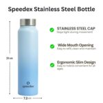Speedex Stainless Steel Water Bottle 1 Ltr, Leak Proof Screw Cap, BIS Approved 1000 ml Metal Bottle For Daily, Office, School, Gym, Travel Use for Men, Women, Kids, Adults, Dual Blue, Set of 4 - Image 3