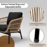 BRISHI Outdoor 4 Seater Sofa Set | Balcony Sofa | Patio Furniture Sets | Conversation Sets | Braid & Rope Garden Sofa Set (Tan-Black) - Image 7